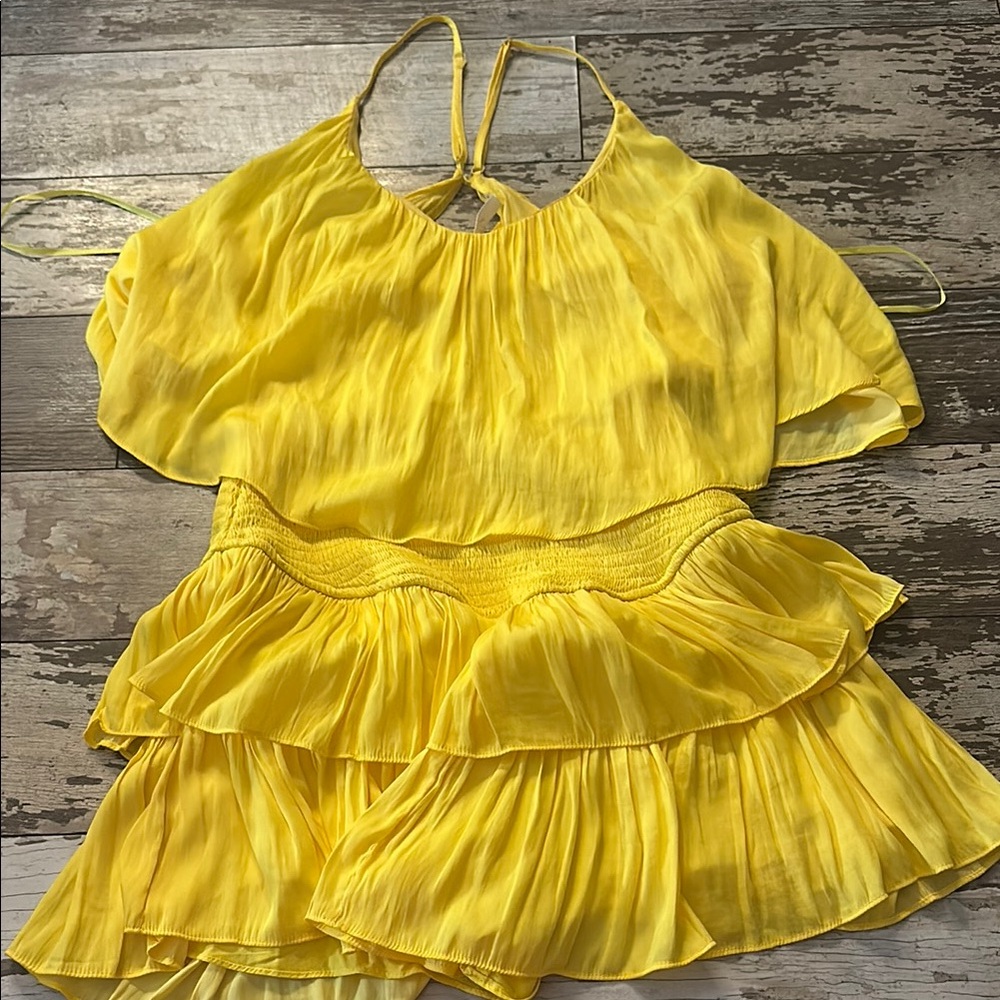 Mustard Seed Sunny Yellow Ruffled Romper/ never worn/ tag removed